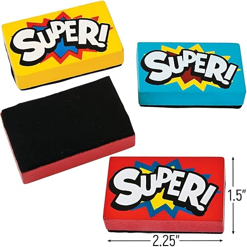 Miniatura 2 de Superhero Mini borrador de borrado en seco, 12 piezas, actividades educativas y de aprendizaje para niños