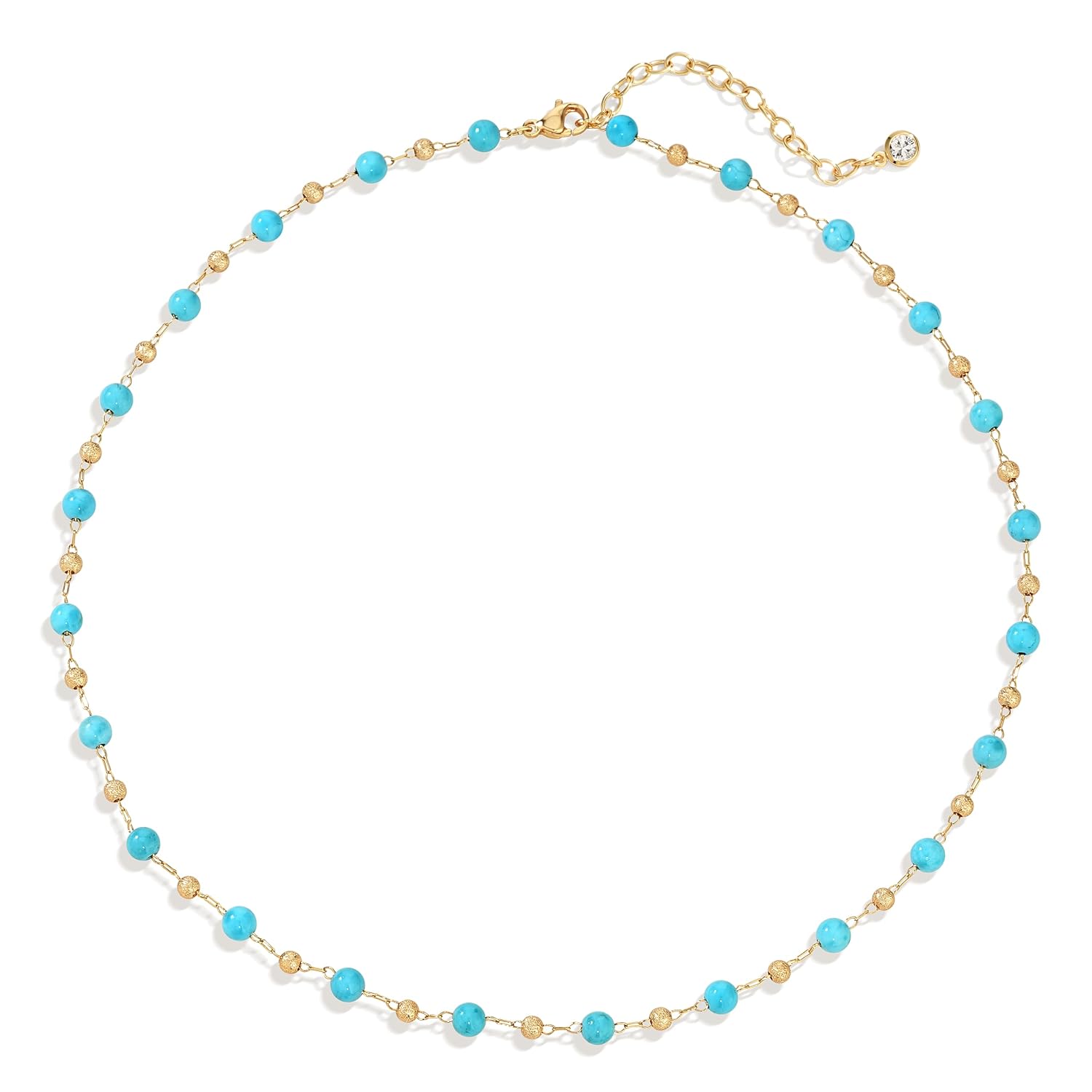 Created Turquoise Necklace for Women 14K Gold Plated Beaded Heart Choker Boho Necklaces Handmade Beach Summer Everyday Western Jewelry Gifts - Image 8