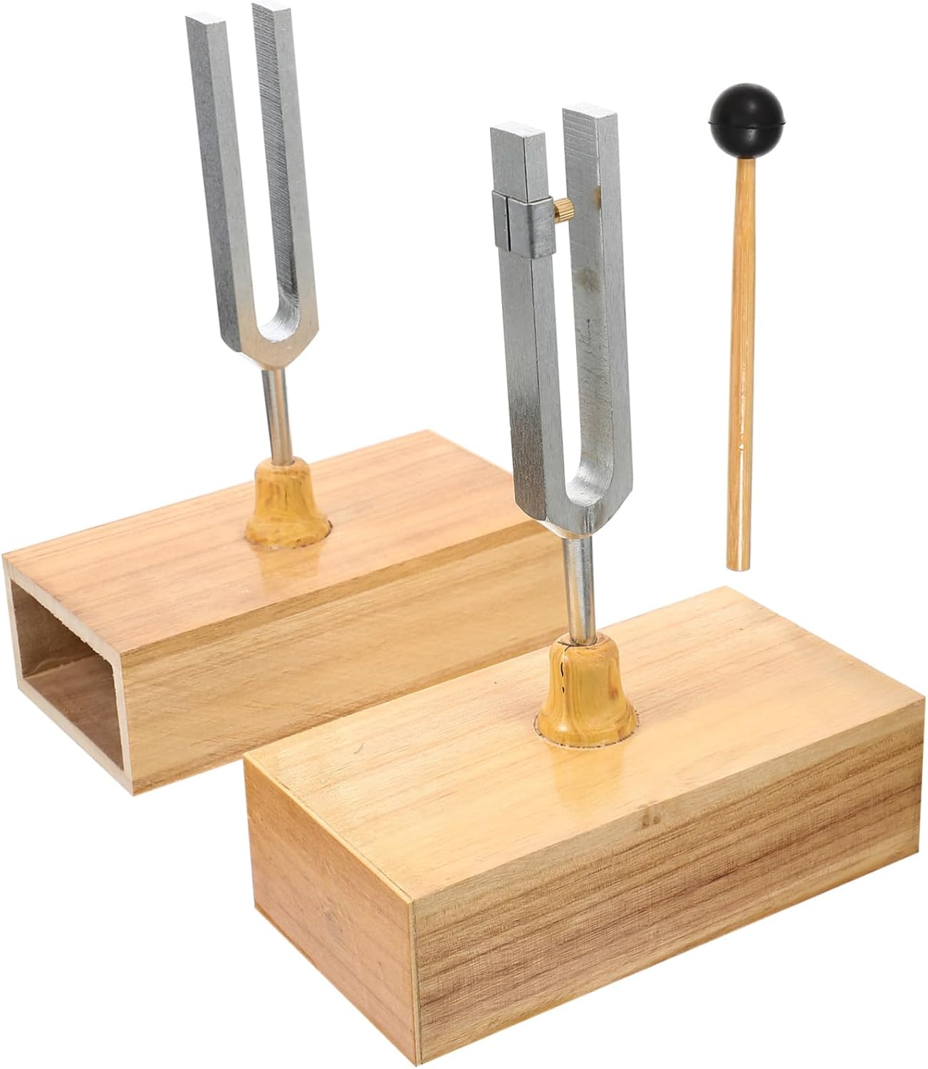 1set Resonant Tuning Fork for Acoustic Experiment Metal Tuning Fork Base Sound Therapy Instruments
