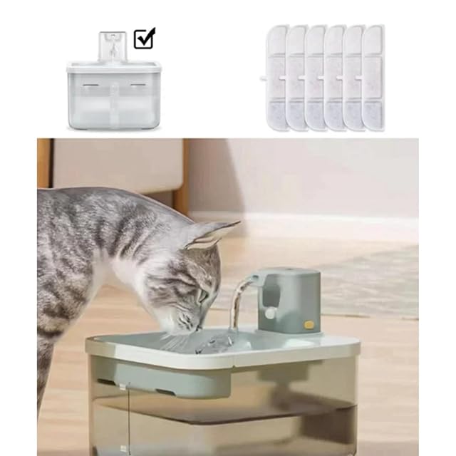Foto 2 de 6 de Ohewiiuk 24 Piezas Filtro de Fuente de Agua Inteligente de Circulación Automática Inalámbrica para Mascotas…