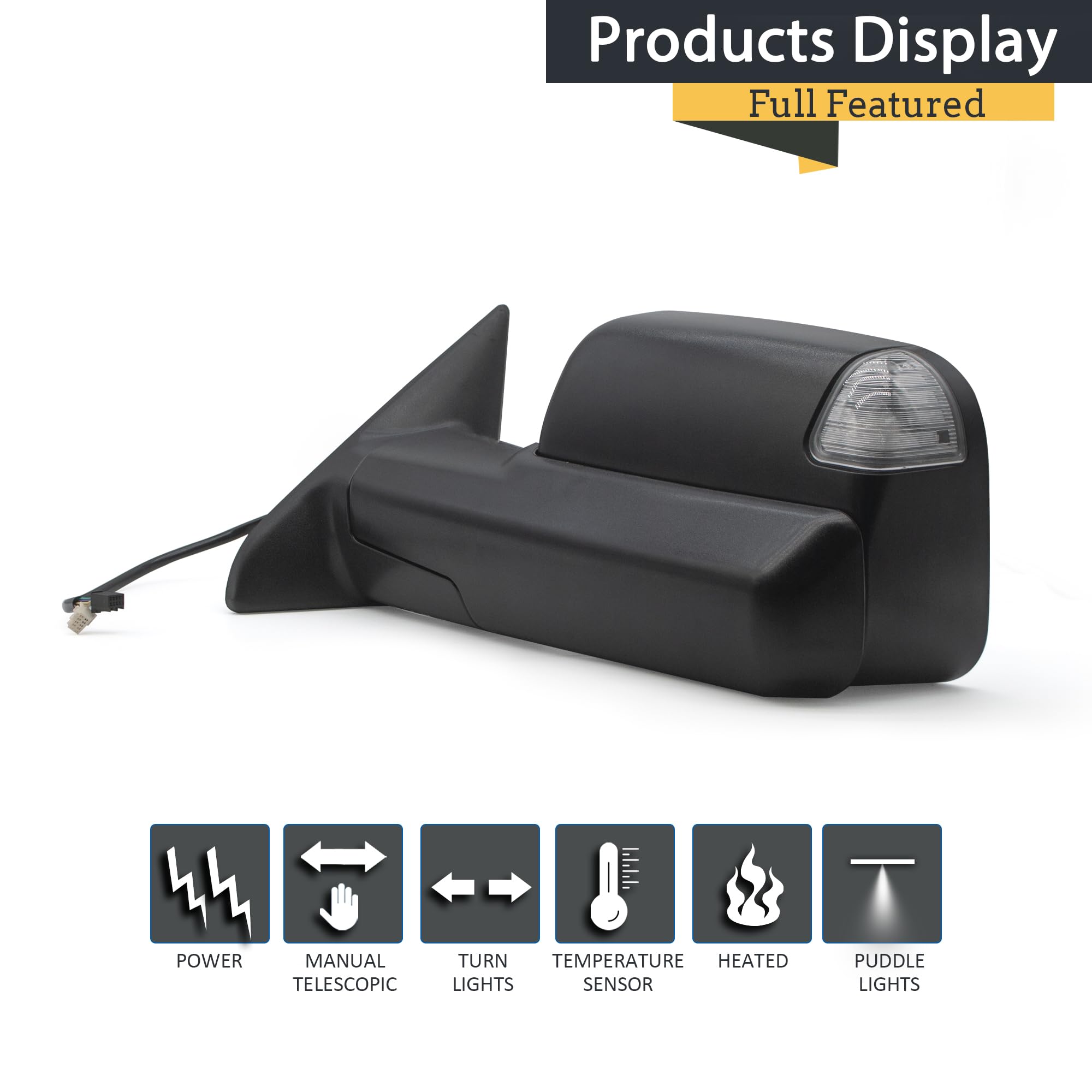 Chrome Power Heated Tow Mirrors W/ Temp Sensor For 2009-2018 Ram 1500 2500 3500 - Foto 7