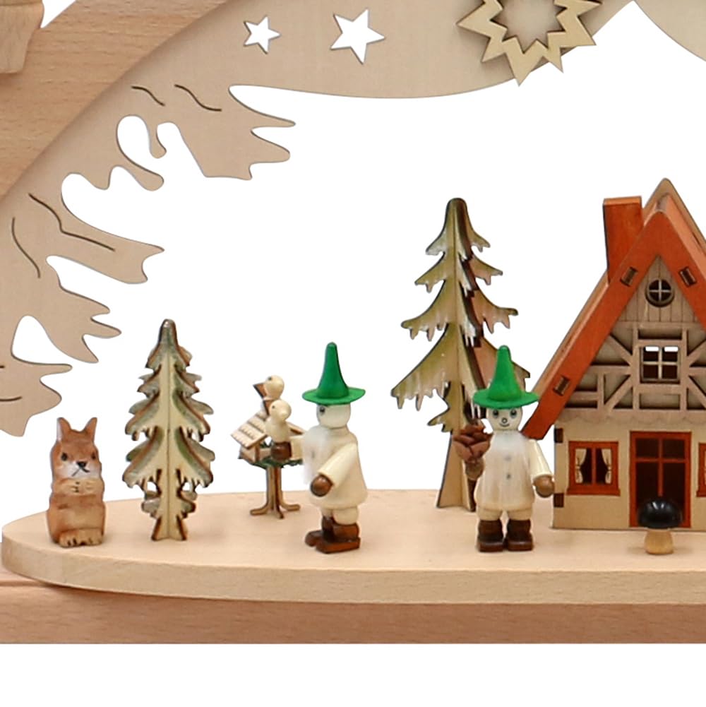 Wichtelstube-Kollektion Holz Schwibbogen Lichterbogen Waldwichtel XL 57cm Schwippbogen Weihnachten Weihnachtsbogen Schwibbogen Weihnachten 10 Kerzen 230V Anschluss