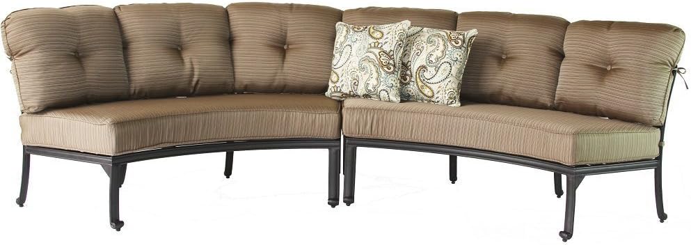 Zigzagmars Cast Aluminum Powder Coated 2pc Curved Sofa Set - Includes Seat & Back Cushions - Antique Bronze Finish L8