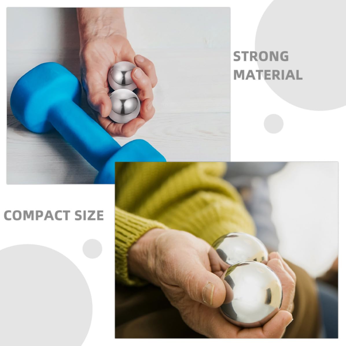 Handmassagebälle Edelstahl, 1 Paar 70mm Baoding Bälle für Muskelmassage und Faszienentspannung, geeignet für Reisen und Sportler