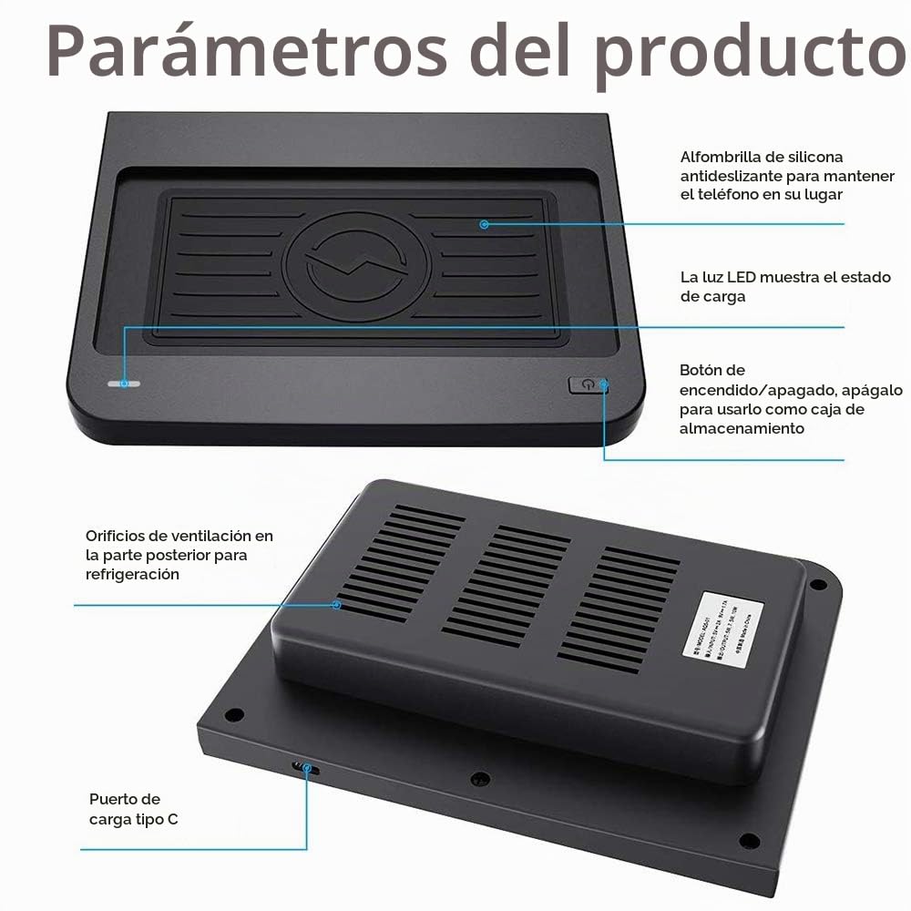 Cargador Inalámbrico Coche para Audi Q5 SQ5 2020 2019 2018 Consola Central Accesorios Panel, 10W Qi Carga Rápida 3 Bobinas Auto Teléfono Cargador para iPhone 11/XS/XR/X/8, Samsung S10/S9/S8