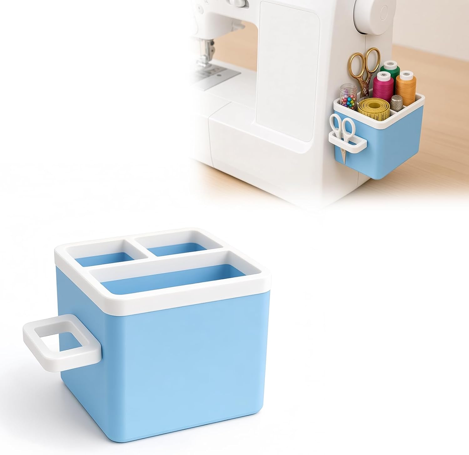 Sewing Tool Magnetic Holder for Sewing Machine, Side Mount, Blue and White