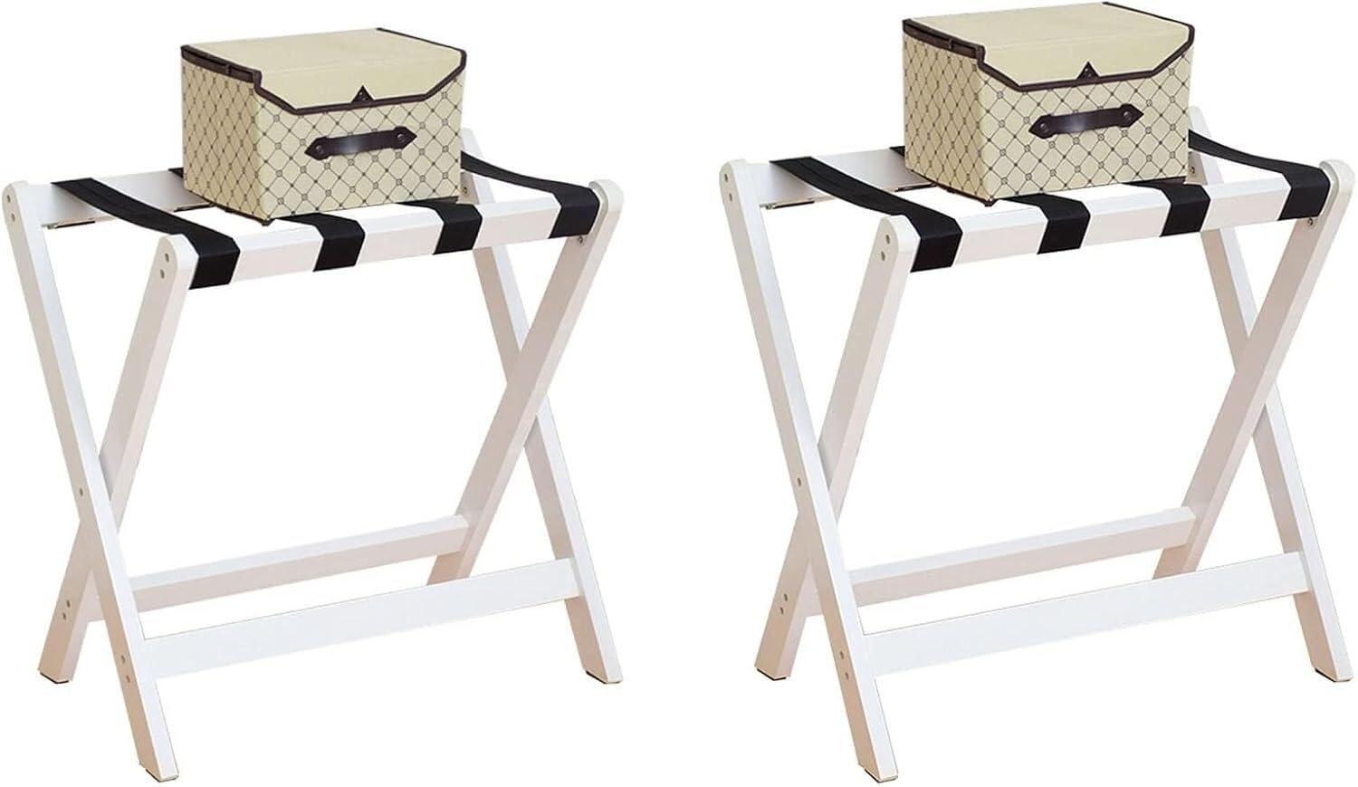 MSHGSKU Luggage rack Luggage Stands for Suitcases Foldable - Suitcase Stand, Suitcase Stand with Nylon Straps Luggage Storage Rack(White,2pcs)