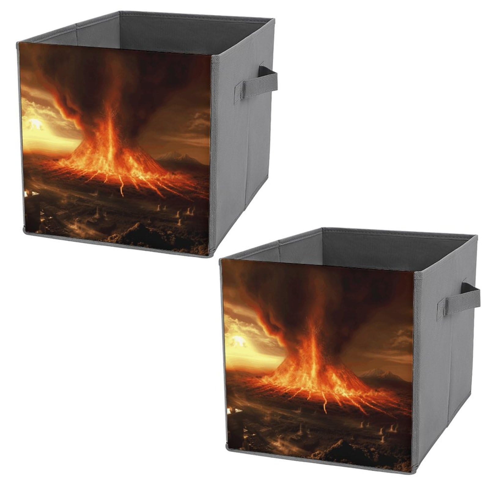 Bacs de rangement pliables en tissu haut de gamme avec poignées en cuir Volcano