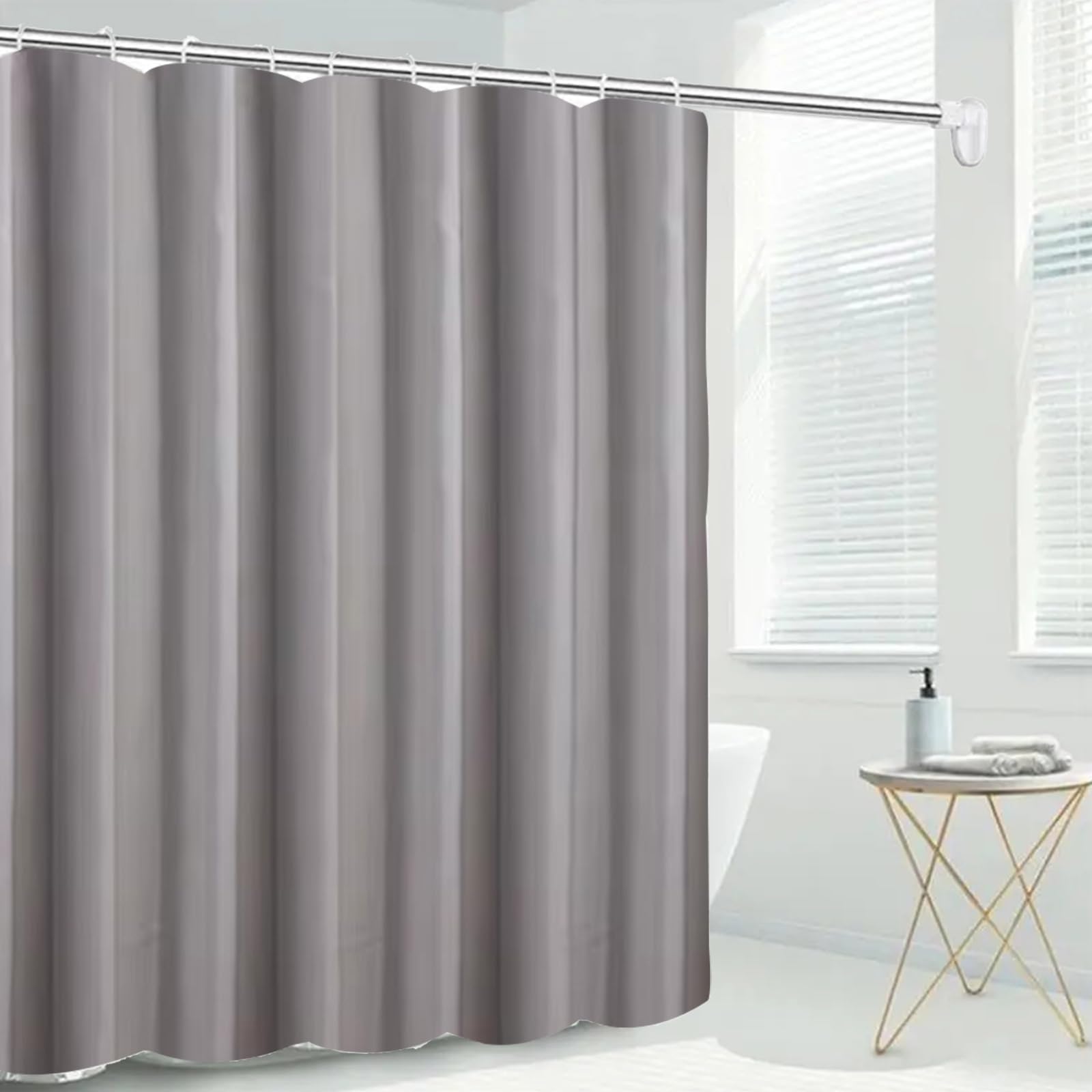Cortina de Baño,Cortina de Ducha,Cortina Ducha Impermeable,Cortina de Baño Antimoho,Cortina de Baño Estampada Impermeable,con 12 Ganchos para el hogar,Hotel,Ducha,Bañera,Gris,180 x 200 cm