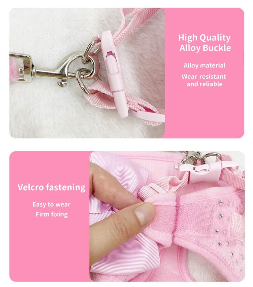 aichilra Hundegeschirr Kleine Hunde, Geschirr Katze mit Diamanten, Weiches Netzgewebe, Atmungsaktive Hundeweste mit Leine, Welpengeschirr für Kleine Hunde, Katzengeschirr, XS