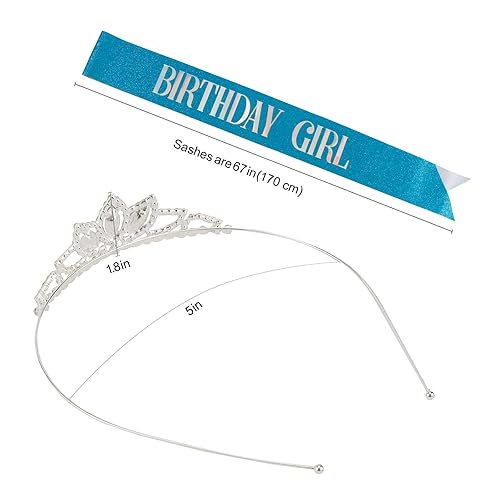 Miniatura 6 de COCIDE "BIRTHDAY GIRL Fajas y tiaras para niñas, coronas y tiaras de cumpleaños azules para mujeres, kit de accesorios de fiesta, tiara de feliz