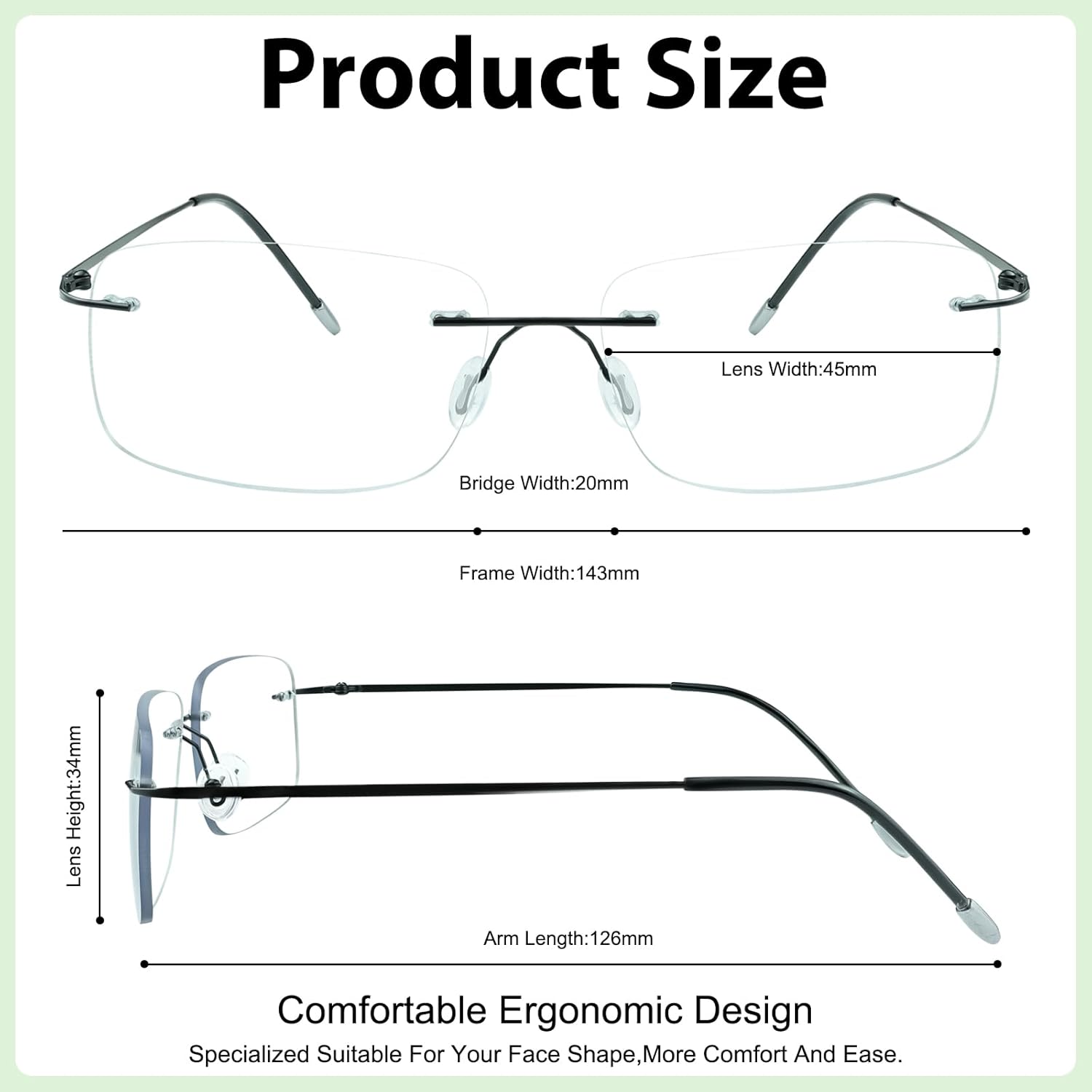 Bifocal Reading Glasses for Women Men Titanium Frameless Blue Light Blocking Computer Readers Anti UV - Image 6