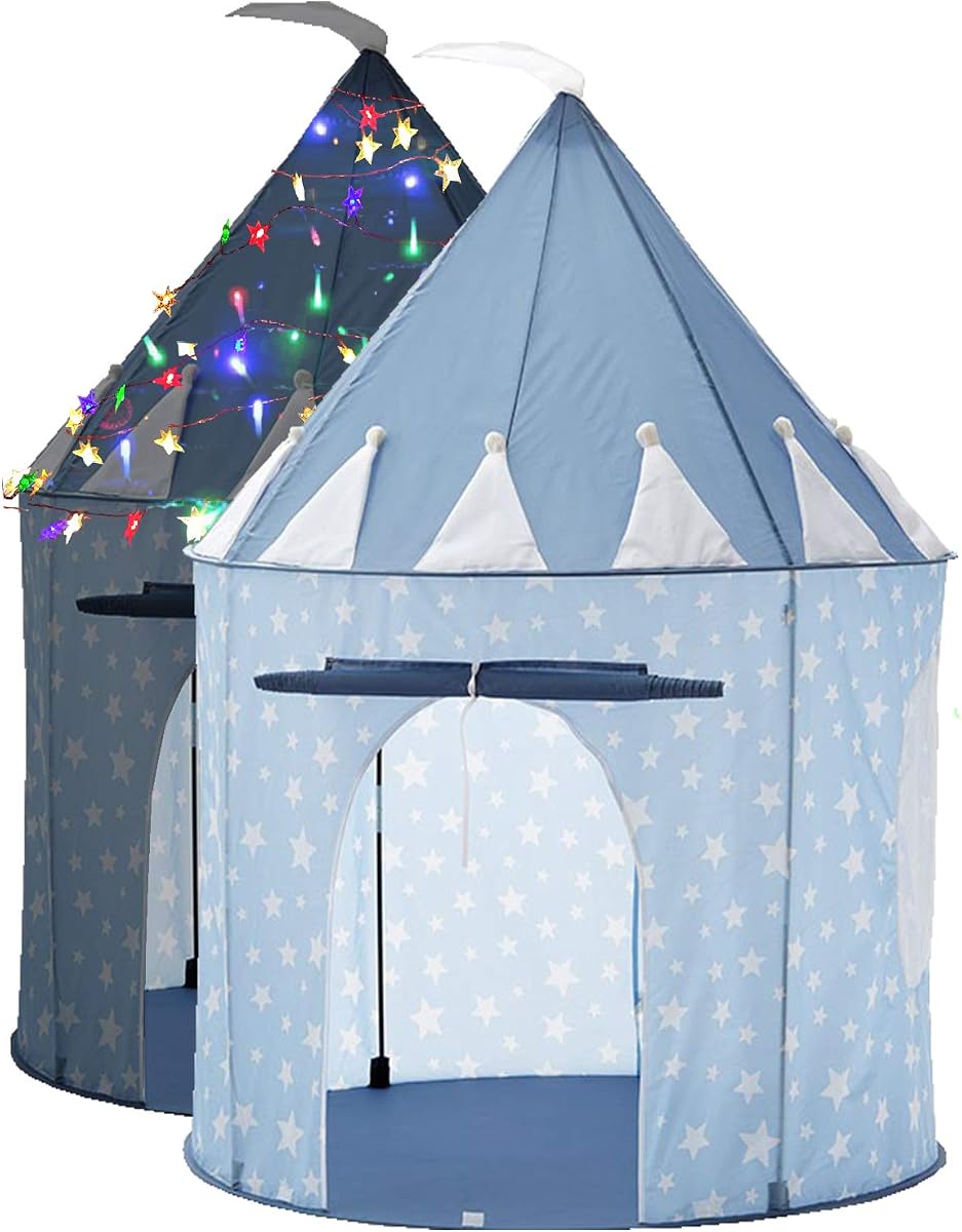 Tienda de campaña y luces para niños, casa de juegos para niños, 41" x 53", azul