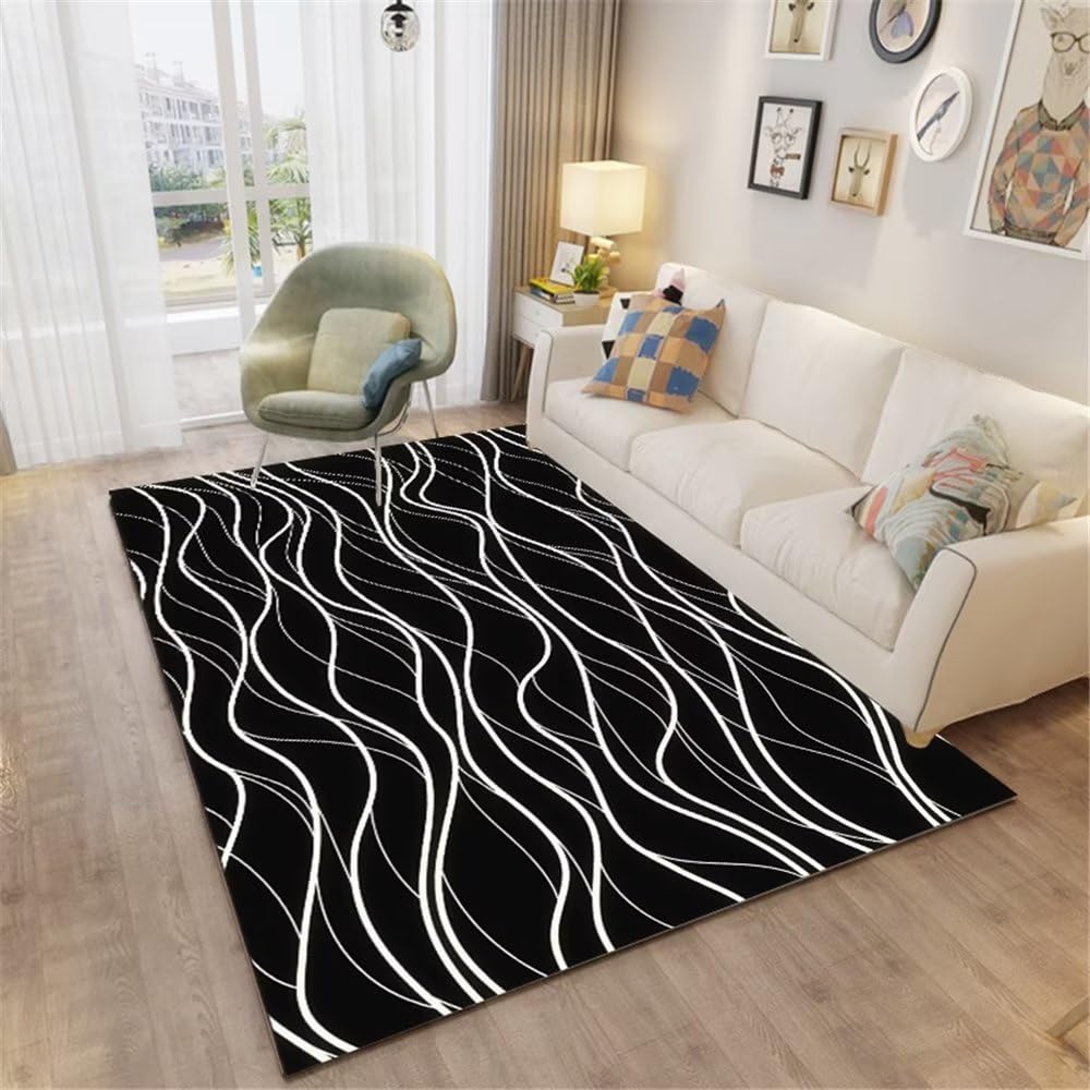 Tapis de sol noir anti-tache pour cuisine et restaurant, tapis durable 120x160cm à rayures