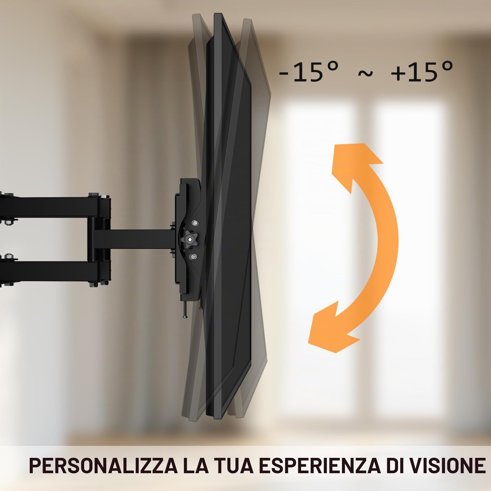 Muchen Supporto TV A Parete Inclinabile Supporto TV Inclinabile Per Monitor TV Piatto E Curvo Da 26-55 Pollici Fino A 30 kg Max.VESA 400x400mm