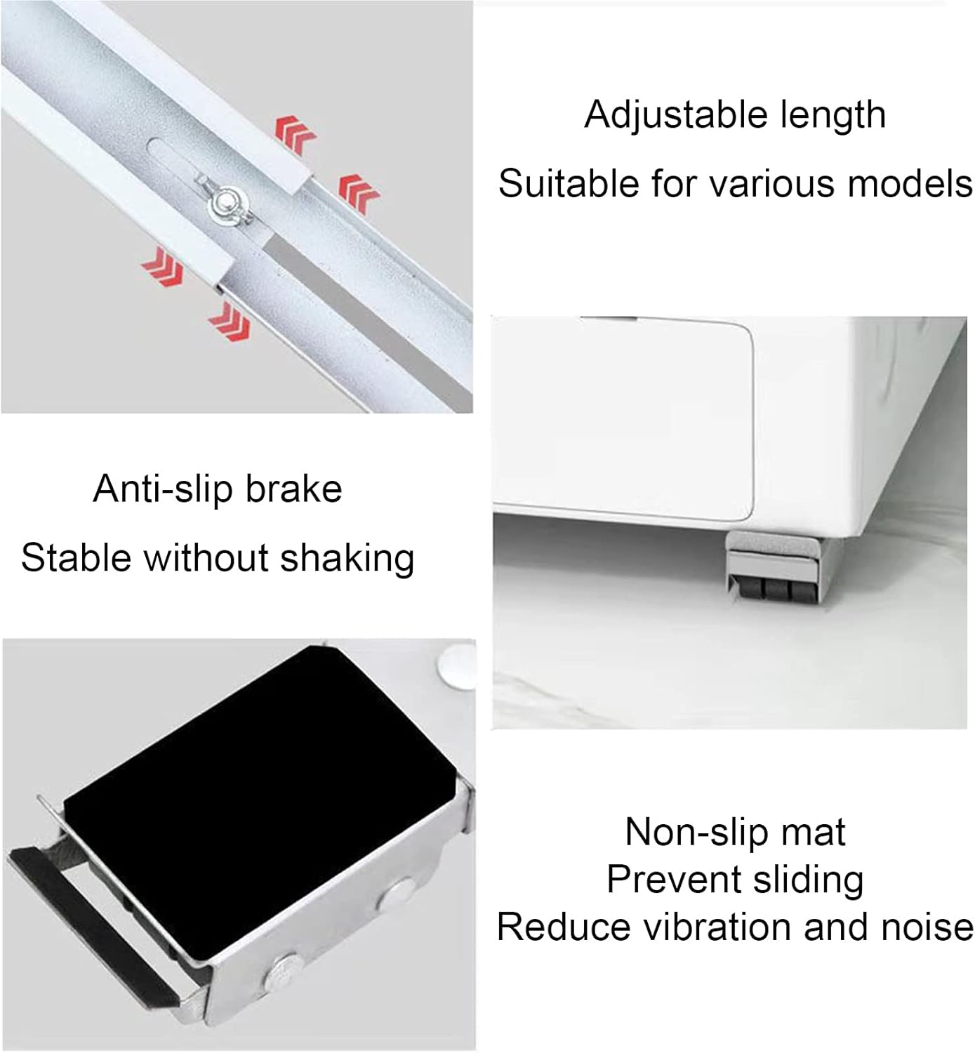 JKGHK Mobile Washing Machine Stand, Adjustable Washing Machine Refrigerator Stand, Multifunctional Movable Base, with 24 Wheels Metal Plate Non-Slip Washing Machine Base Stand