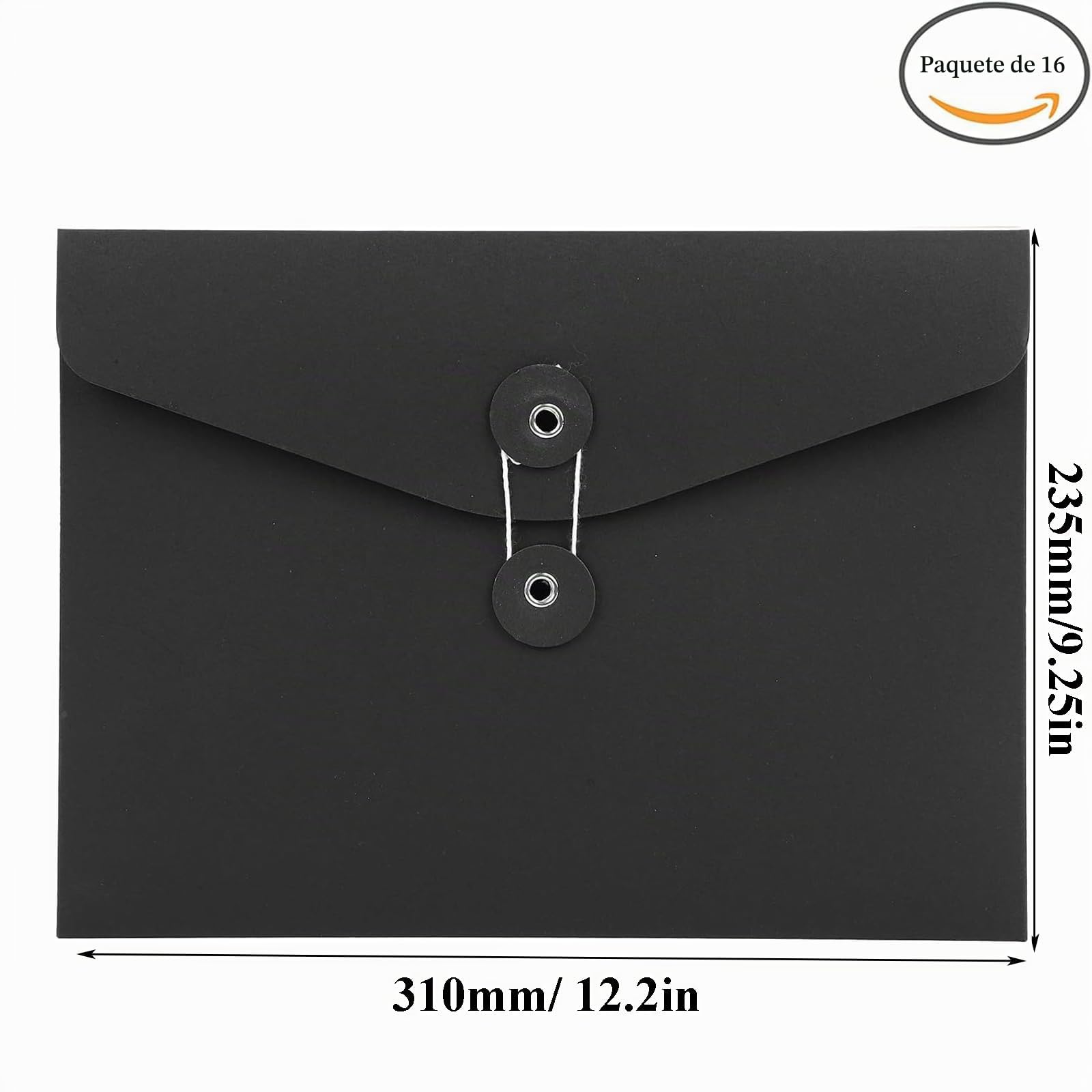 16 Piezas Carpetas de archivos de sobres de papel Kraft A4 Carpeta de Archivos de Kraft para Archivar Archivos, Carta, Organizador de Documentos para Oficina Colegio, Sin Expansión 310*235mm (Negro)