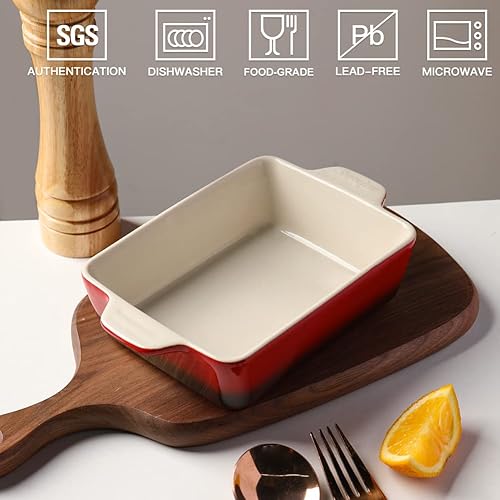 Miniatura 78 de Sweejar Ceramic Baking Dish, Rectangular Small Baking Pan with Double Handles, 20 Oz for Cooking, Brownie, Kitchen, 6.5 x 4.9 x 1.8 Inches(Red)