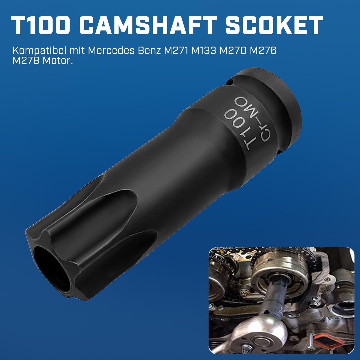 Kit d'outils de blocage et d'alignement d'arbre à cames | Compatible avec les moteurs Mercedes Benz M133, M270, M274, M264 | Kit de 15 pièces avec sac de transport, OEM: 270589016100,