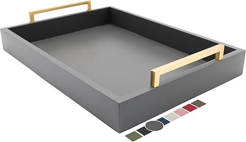 Miniatura 7 de Bandeja decorativa para mesa de café - Bandeja otomana - Plato para desayuno, bebidas, licor - De granja a moderno - Acabado mate - Asas doradas