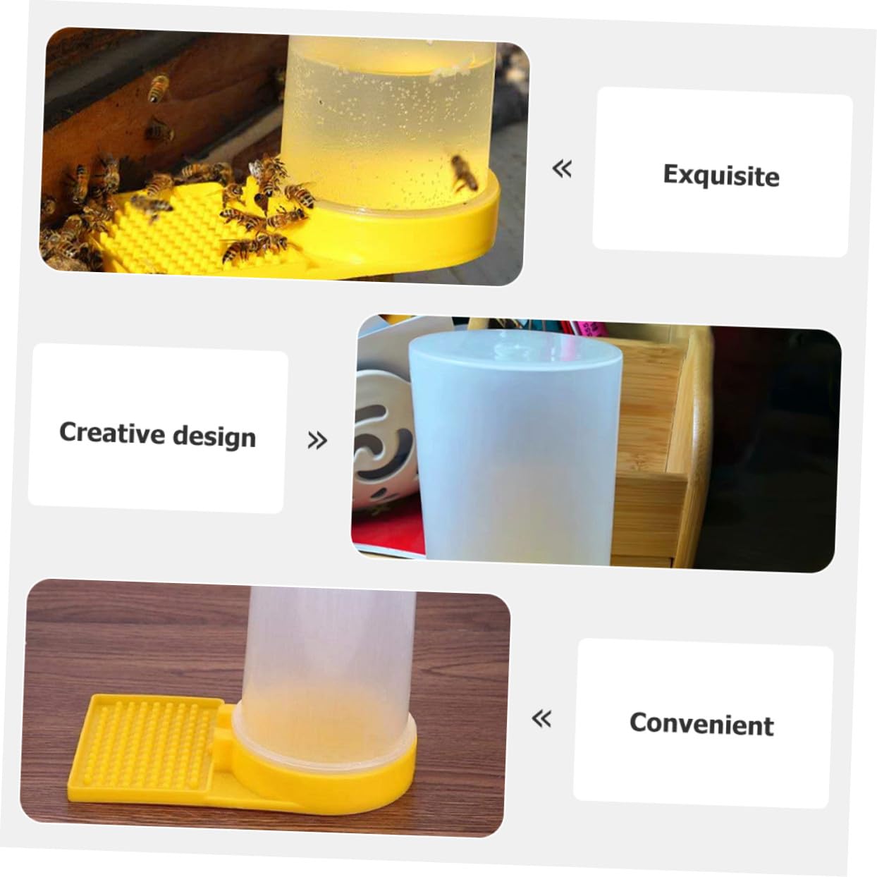 SEWACC Mangeoire à Abeilles pour Maison 2 Pièces en Plastique Facile à Nettoyer et Simple D'utilisation pour Apiculteurs Professionnels