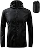 Men's Lightweight Waterproof Jacket with Pockets, Packable Hooded Windproof Rain Jacket for Travel, Running & Hiking – Includes Carry Pouch