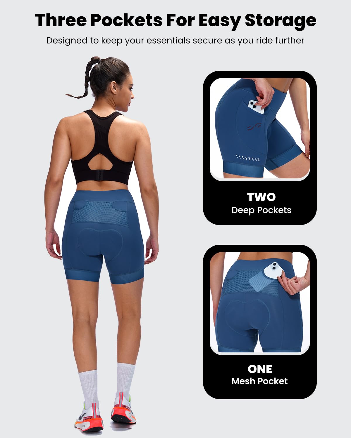 Sportneer Pantalones de ciclismo para mujer con acolchado en el asiento 4D acolchado