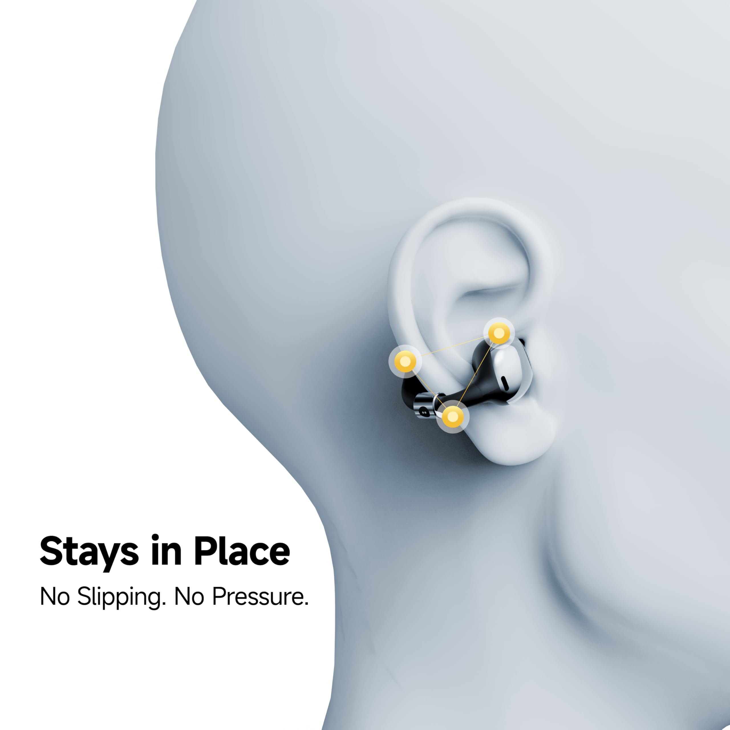 BUTTONS Clip Open Ear Cuffie Bluetooth – KI Assistent HALI, driver in titanio da 12 mm, doppio audio + cavo osseo Ultracore, chiamate chiare, design a clip leggero, suono Hi-Res (oro)