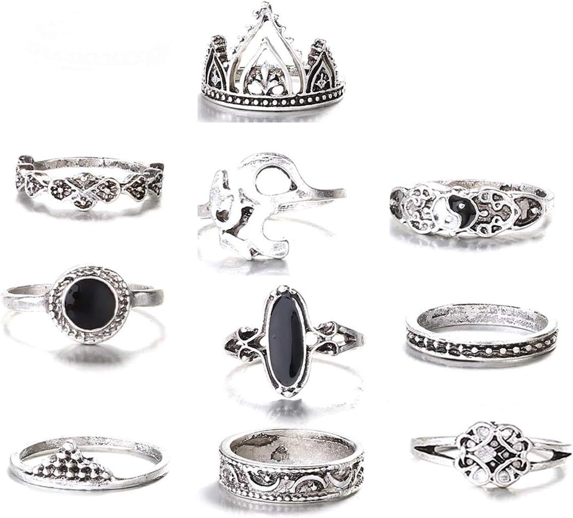 10 Pcs Vintage Knuckle Rings for Women Stackable Midi Finger Ring Set