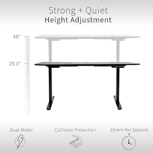 Miniatura 2 de VIVO DESK-KIT-E2B1C - Escritorio eléctrico de pie con motor doble, ajuste de altura de memoria, serie E2B, marco negro con parte superior de madera
