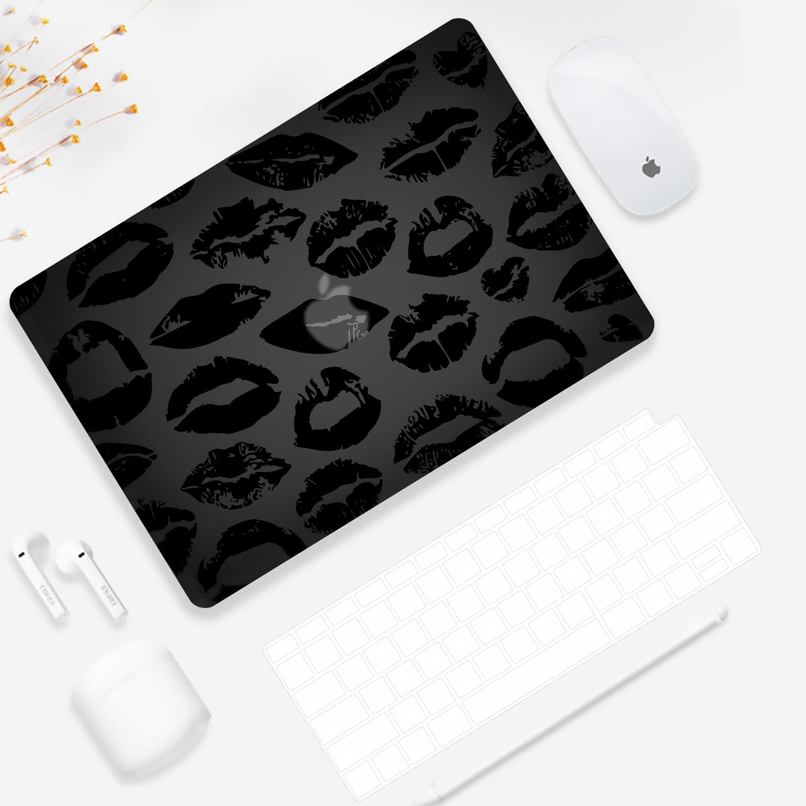 MacBook Air 13 Zoll Hülle (2020-2022) – Mit Blumen-Design, Hartschale + 2 Tastaturabdeckungen