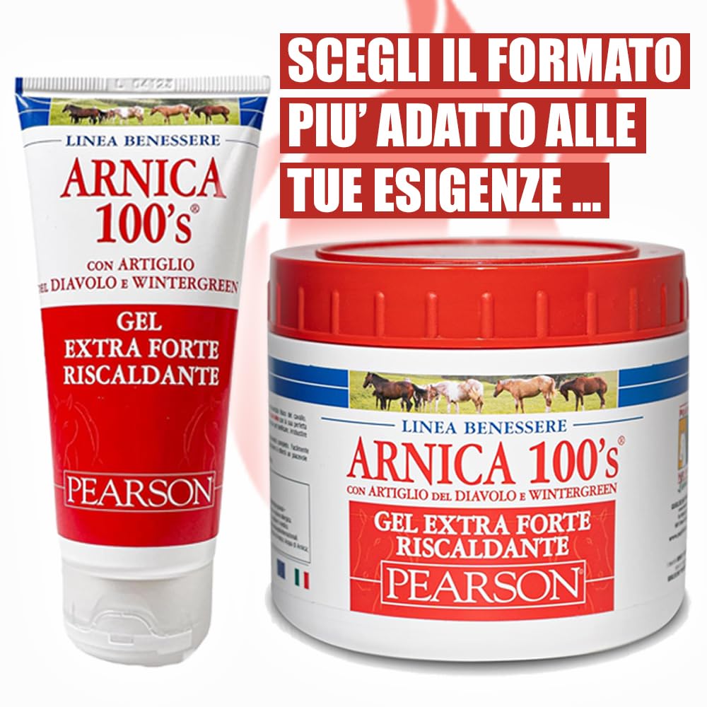 ARNICA 100'S® - Arnica para Caballos, Gel Extrafuerte Calentante Pearson [100ml]. Crema de Árnica Fuerte con Artejo del Diablo y Genciana. Pomada Descontracturante y Relajante (100 ML)