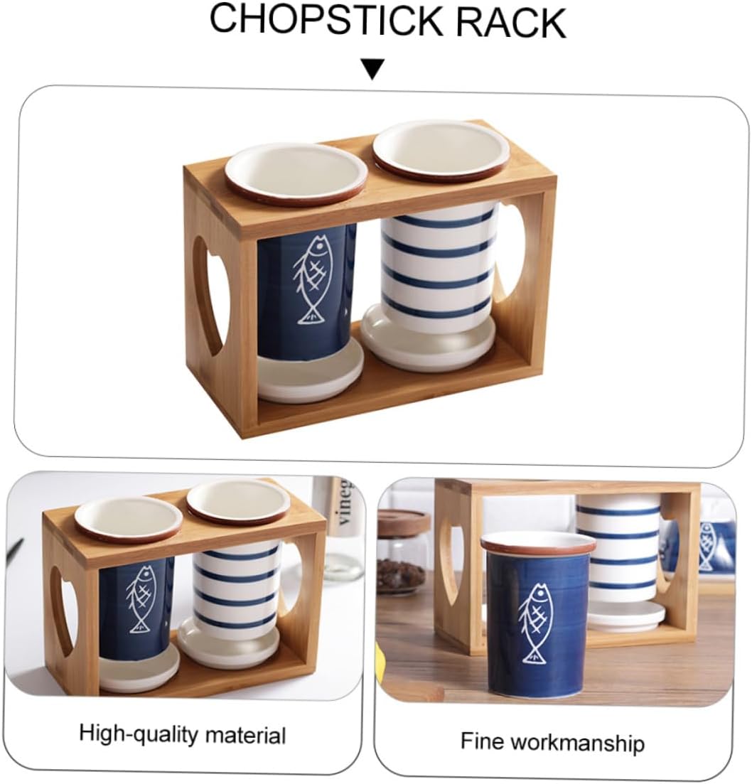 Japanese Chopstick Storage Box Ceramic Cutlery Rack Kitchen Utensil Holder Counter Organizer Drain Design