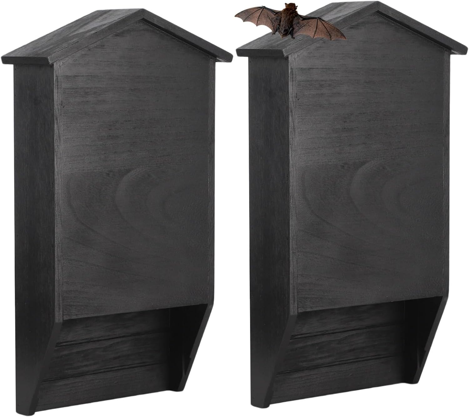 2 Pcs Wooden Bat House for Outdoor, Double Chamber, Easy Install, Garden & Backyard Decor, 15.6 X 9.1 X 2.8 in