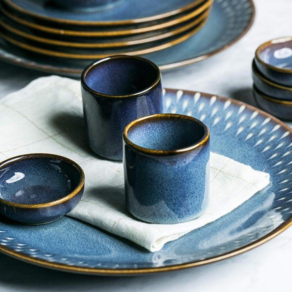 Amazon.co.jp: シックなブルーパターンの磁器ディナーセットセラミック