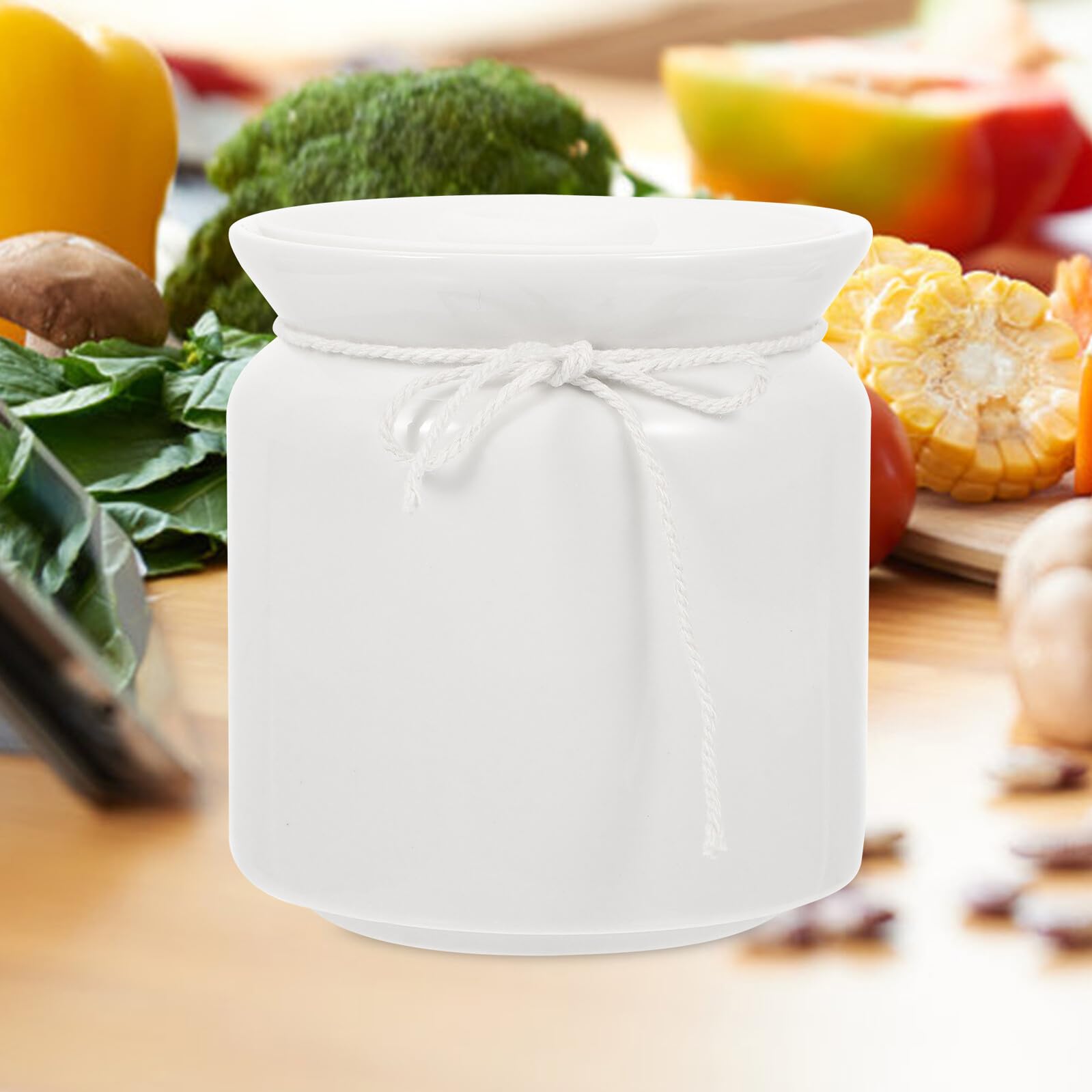 Keramik Vorratsglas Weiß Vorratsdose für Gewürze Öl und Schmalz Hitzebeständig Langlebig für Küche und Gastronomie