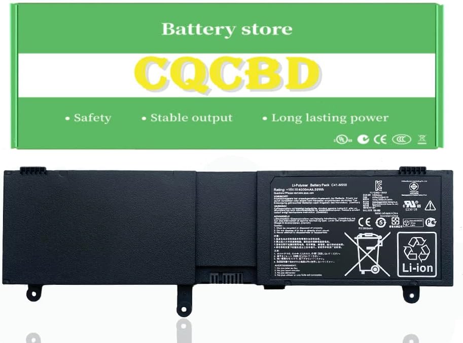CQCQ C41-N550 Battery for ASUS N550 N550J N550JA N550JV N550J N550X47JV N550X47JV-SL N550JK Q550L Q550LF G550 G550JK Series (15V 4000mAh/59Wh)