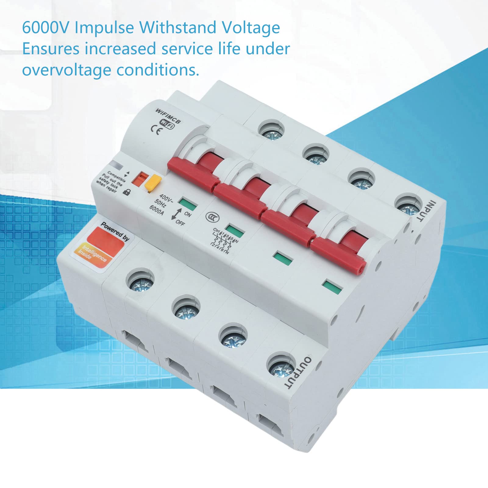 Interruttore automatico WIFI wireless, interruttore remoto Smart Bluetooth 4P Relè AC 400V Controllo remoto e monitoraggio dell'utilizzo energetico con blocco di sicurezza (80A)