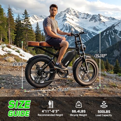 Image of SISIAGD Electric Bike for Adults,1500W Peak Ebike,48V 15 / 30AH Waterproof Removable Battery,60-100 Miles,7 Speed,30 MPH Max,20 inch E Bike for City Commuting,Off-Roading,Mountain,UL 2849 Certification