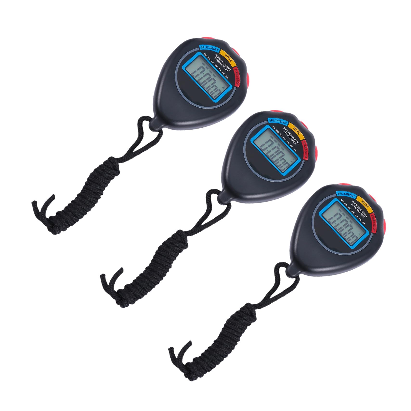 DECHOUS 3pcs Portable Match Stopwatch Lightweight Electronic Timer for Sports Use Training Stopwatch for Fitness and Competitions Durable Black Design-image-23