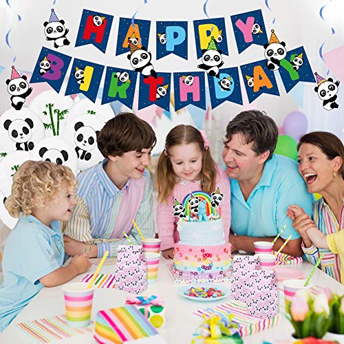 61 Pcs Panda Birthday Party Decorations Supplies, Panda Bear Themes Happy Birthday Banner Panda Bamboo Balloons, Gift Bags Panda Cupcake Toppers For Children Birthday Party Kids Nursery Bedroom Décor #TOP6