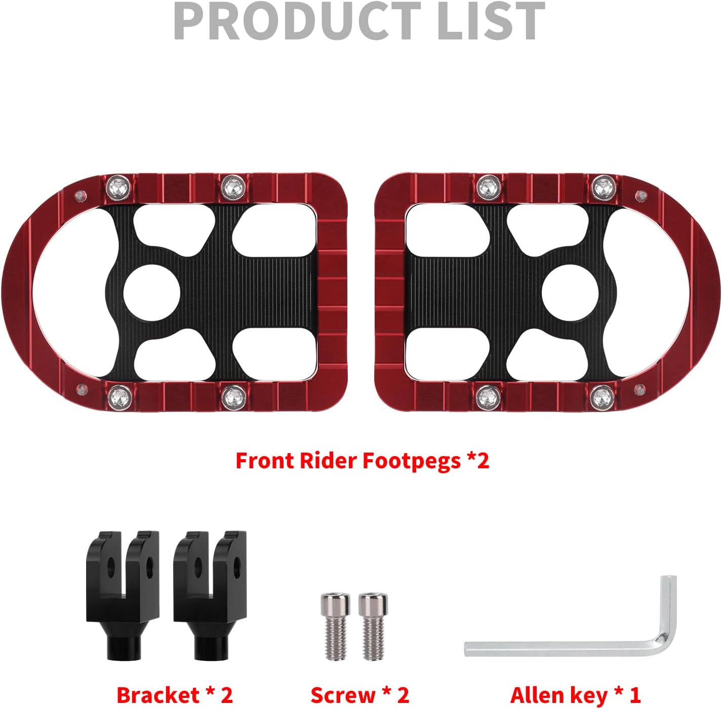 HDBUBALUS Motorcycle Rider Foot Pegs Front Footpegs Footrest Pedals Fit for Sport Glide FLSB Street Bob FXBB FXBBS Low Rider FXLR FXLRS Breakout FXBR FXBRS FXST 2018-2025 (Red)