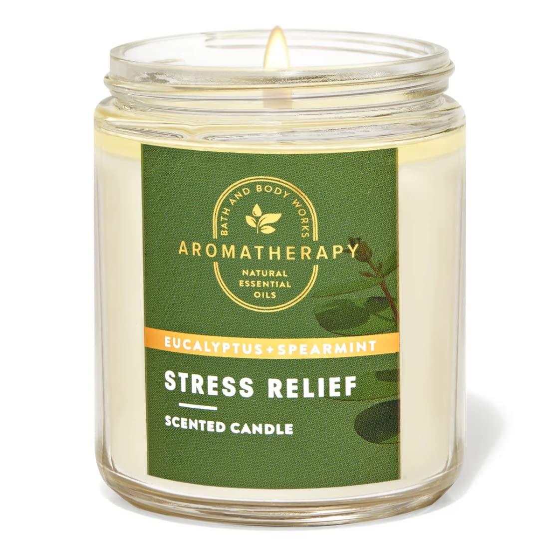 Bath & Body WorksAromatherapy STRESS RELIEF EUCALYPTUS SPEARMINT Single Wick Candle 7oz
