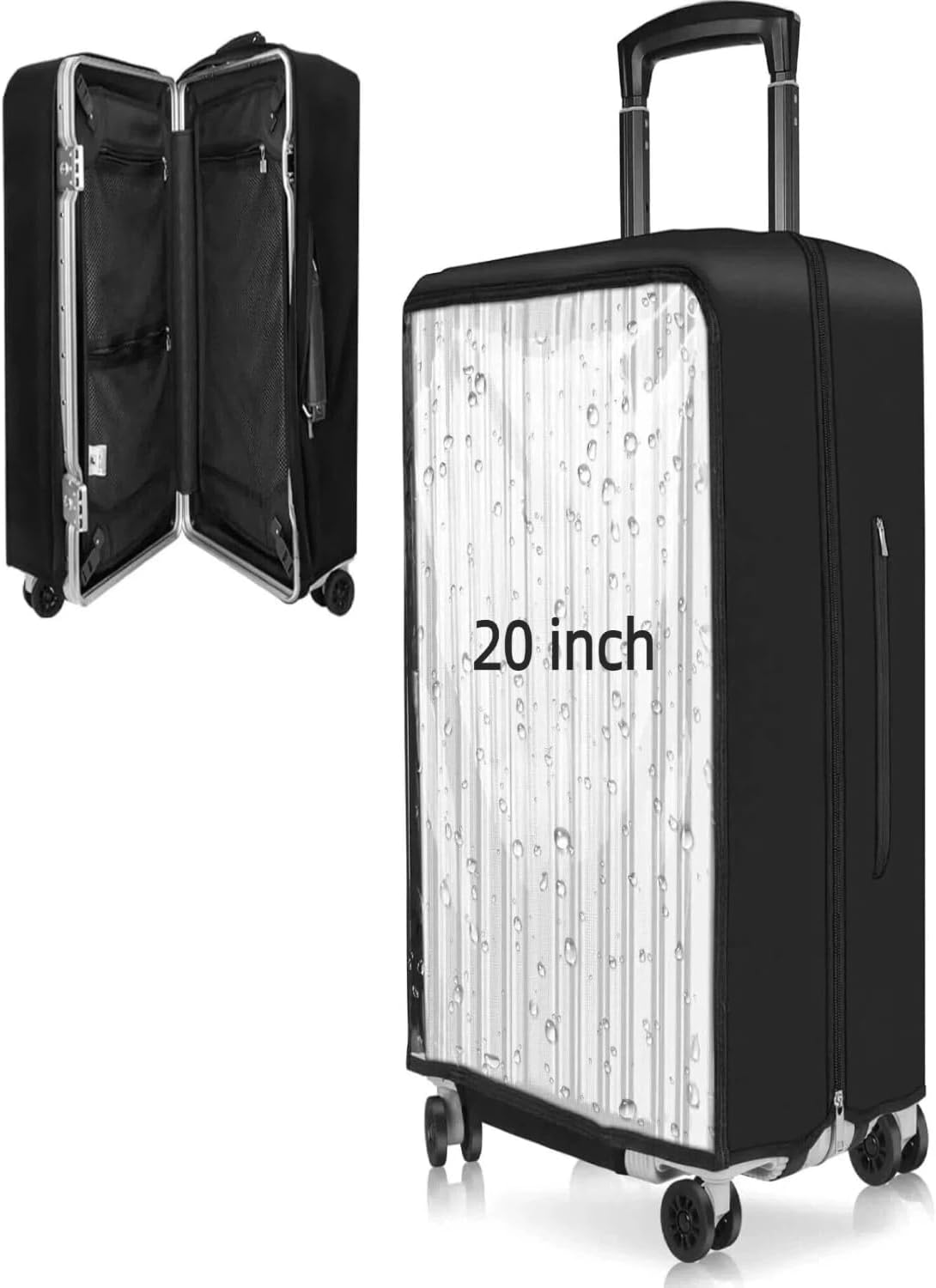 Yotako Upgraded Double Zippered Transparent PVC Suitcase Cover, No Disassembly Required Clear Luggage Protector for Suitcase Luggage Protector Cover 26''