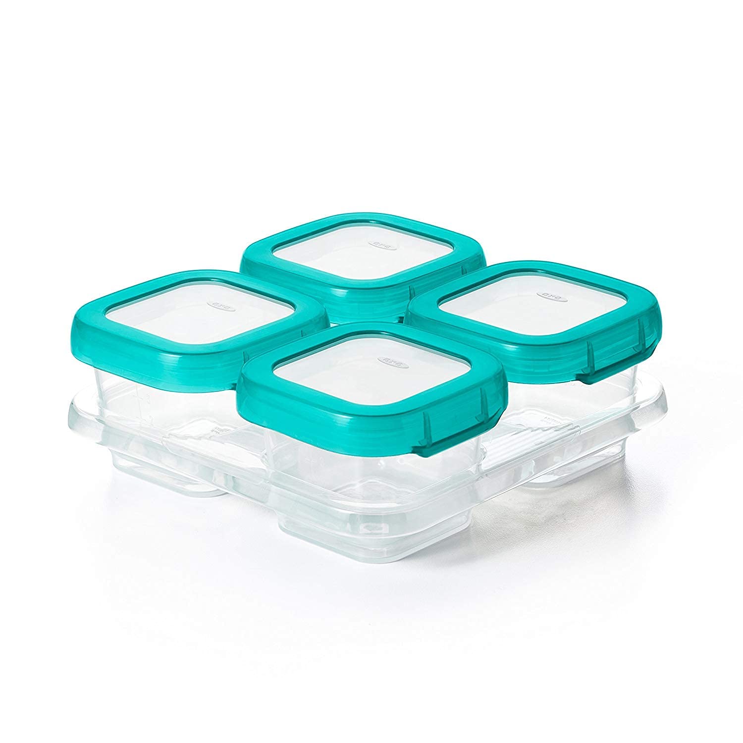 OXO Tot Baby Blocks Food Storage Containers, Teal, 4 Ounce - Set of 2 image 2 of 9 B09FMQCKBK