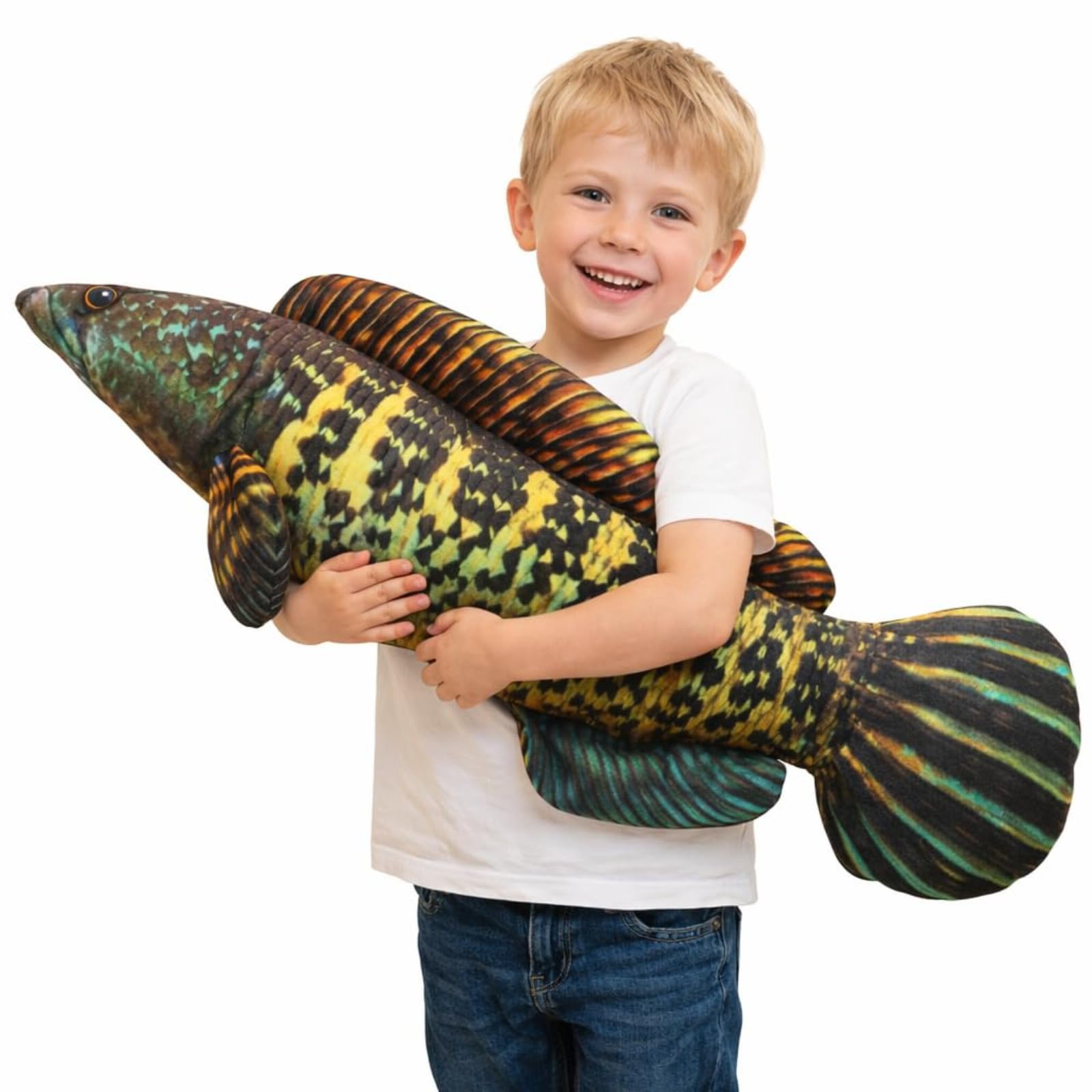 JORCEDI Fish Stuffed Animal, Fish Plush Toys,Simulations-Fisch Plush Pillow Plush Throw Pillow,Decorative Room-Ornament, Gift for Girls, Boys, Playing & Cuddling (80cm,Electric eel)