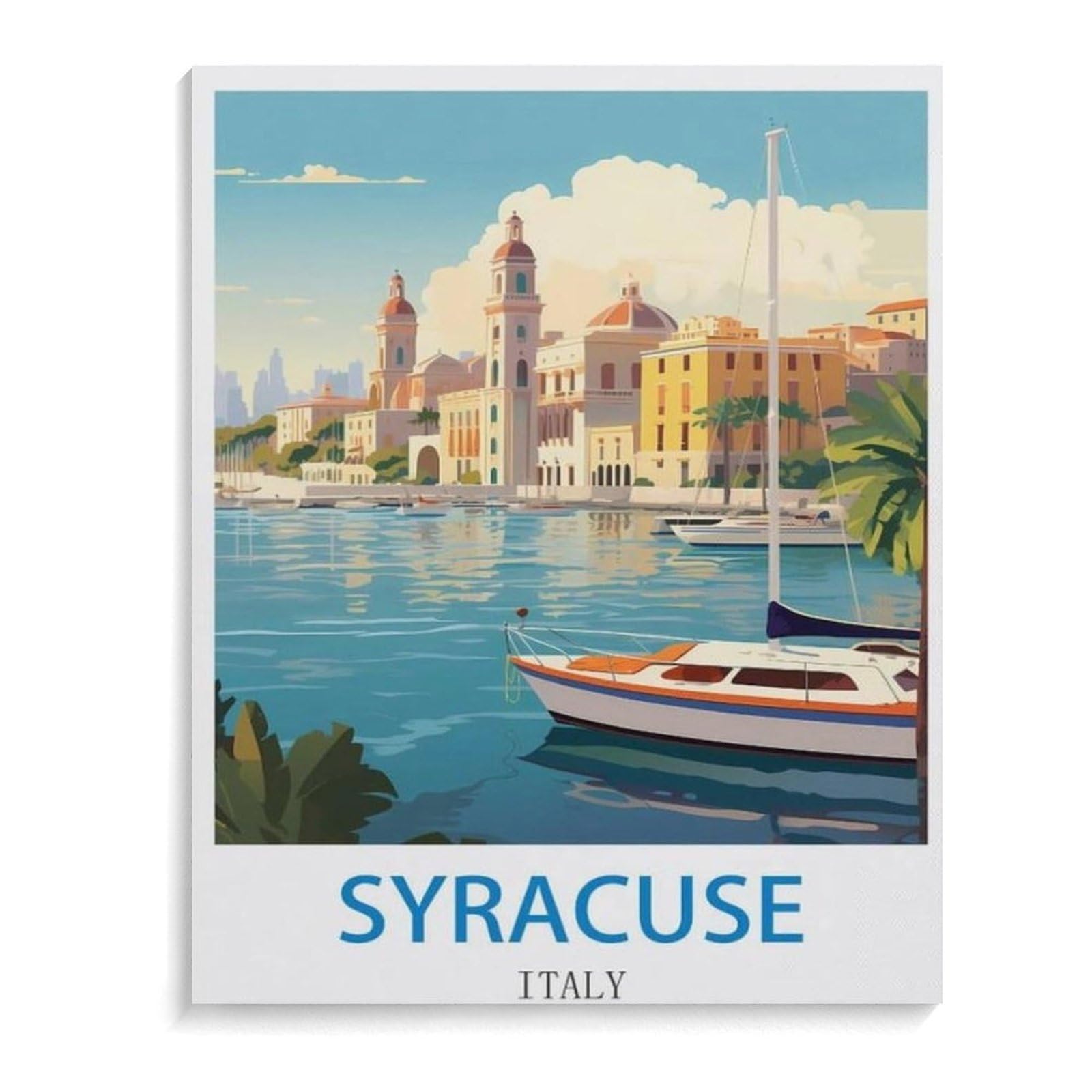 1000 Piece Jigsaw Puzzle for Adults,Syracuse Italy Vintage Travel Poster,paper Puzzle - for Adults Teens Educational Toys Gifts(38x26cm)-C23 — image 1