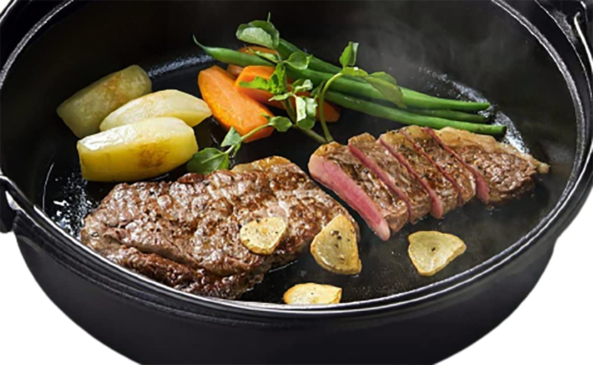Amazon | すき焼き鍋 26cm (2~3人用) 鉄製 木蓋 持ち手付き ガス火 