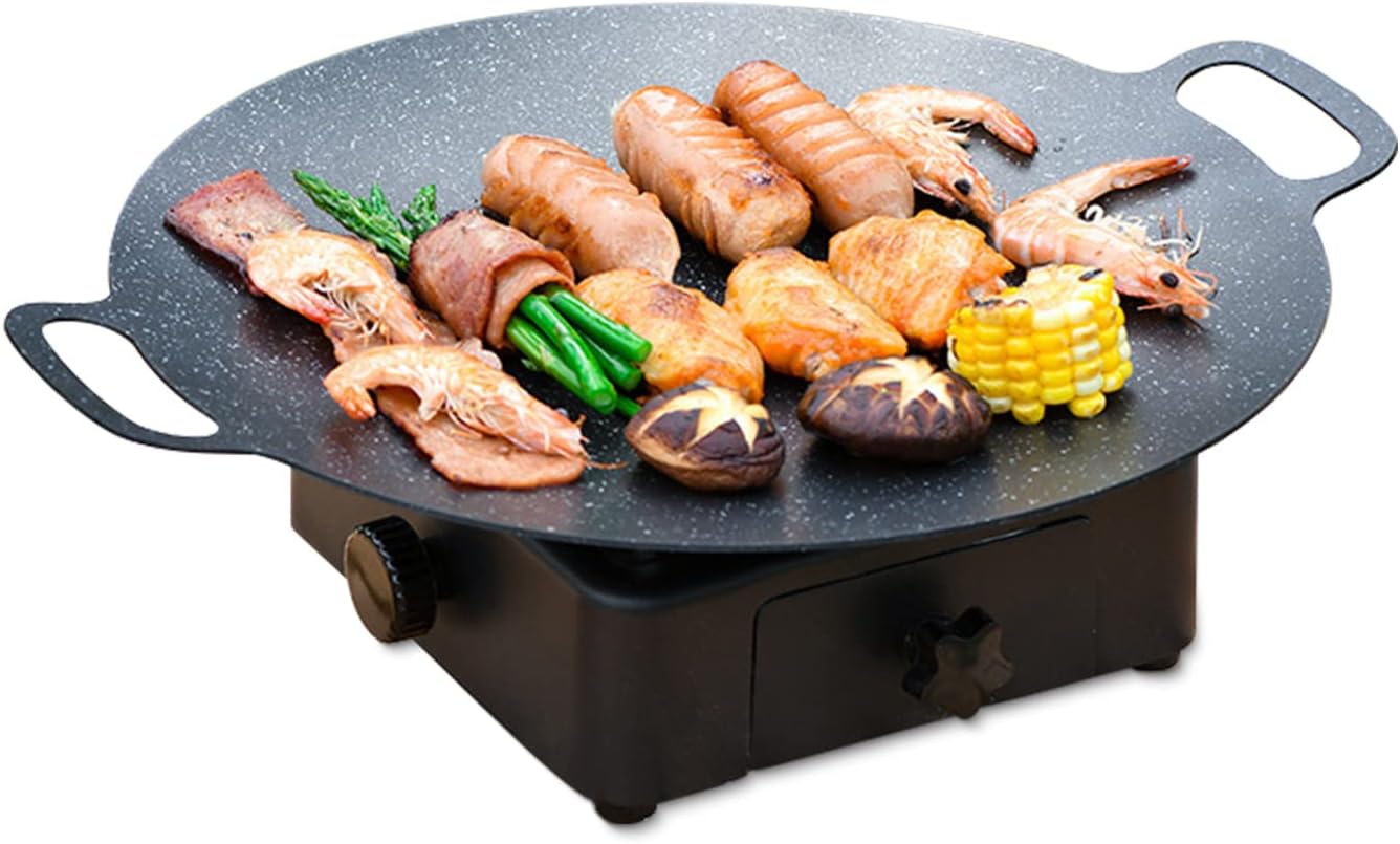 Korean BBQ Plate Barbecue Grill Non-Stick Circular Frying Pan for Home Outdoor Stove (Universal Model 36cm)