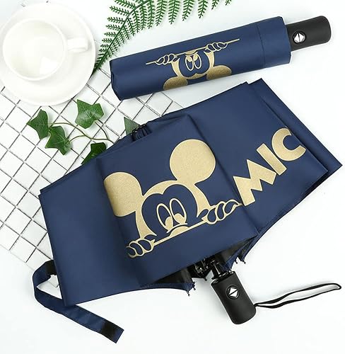 Miniatura 2 de FINEX Mickey Mouse Travel Compact Auto Folding Golf Umbrella with Auto Open Close One Button Handle & wrist strap